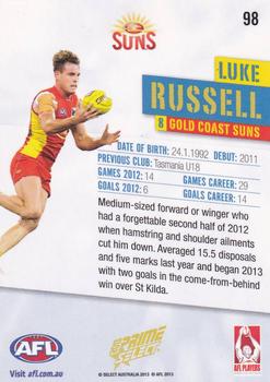2013 Select Prime AFL #98 Luke Russell Back